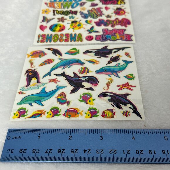 Vintage 90's Lisa Frank Temporary Body Sticker Sheet Lot Sea life Girl Power - Picture 5 of 7